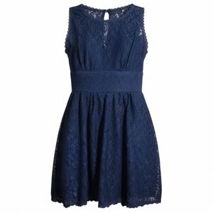 B. Darlin navy blue sleeveless girl's lace scoop neck dress size 3/4